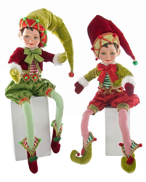 Katherine's collection elf dolls Elf Christmas Decorations, Christmas Elf Doll, Xmas Elf, Katherine's Collection, Elf Clothes, Christmas Elves, Elf Costume, Elf Doll, Santa's Elves