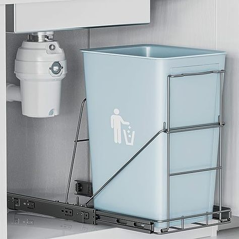 Under Sink Trash, Cabinet Trash Can, Cabinet Trash, Pull Out Kitchen Cabinet, Pull Out Trash Cans, Cabinet Slides, Remodeling Mobile Homes, Cabin Kitchens, Kitchen Trash Cans