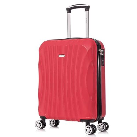 RAYKONG Valise Cabine ABS 55x40x20cm (44L) - Petites valises de Voyage légères 20 Pouces - (RK03|Rouge)