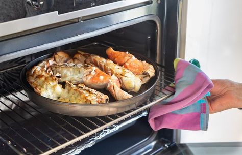 Oven baking is an easy prep method both for frozen tails and for a parboiled, whole lobster. Here's what you need to know about cooking lobster in the oven. Lobster In Oven, Grilled Lobster Recipes, Frozen Lobster Tails, Cook Lobster, Frozen Lobster, Lobster Bake, Lobster Dishes, Live Lobster, Lobster Recipes Tail