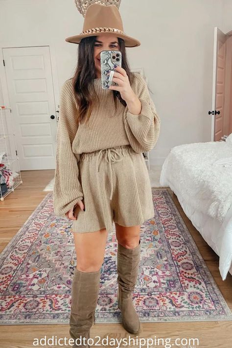 Love this sweater romper from Amazon fashion! It's comfy, casual and makes for an easy outfit idea for women! Romper With Sweater Over, Picnic Sweater Romper, Best Sweater Dresses On Amazon, Casual Off-shoulder Sweater Dress For Winter, How To Style A Romper, Amazon Women’s Sweaters, Amazon Dresses, Amazon Clothes, Fashion Tutorial