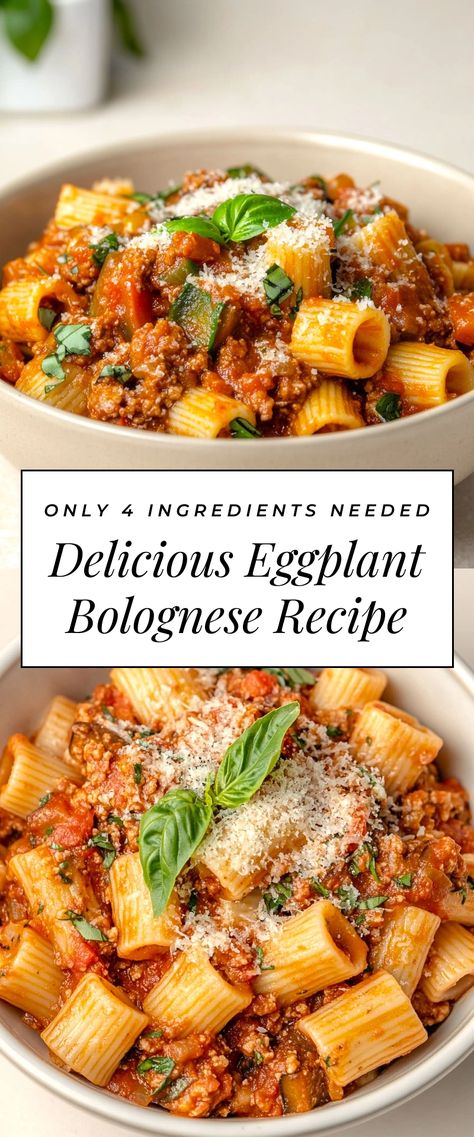 Image for Delicious Eggplant Bolognese Recipe Aubergine Dinner Ideas, Veggie Easy Recipes, Eggplant Ragu Recipes, Meatless Meat Recipes, Healthy Dinner Meatless, Vegetarian Recipes Dinner Easy Quick, Eggplant And Ground Turkey Recipes, Vegetable Filled Dinner, Hearty Vegetarian Recipes