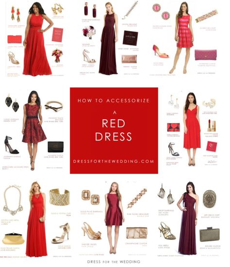 Burgundy Dress Accessories Formal, Jewelry With Burgundy Dress, Jewelry For Burgundy Dress Accessories, Accessories For Red Dress, Red Dress Shoes Ideas, Styling A Red Dress, Red Wedding Guest Outfit, Red Dress Outfit Party, Red Dress Outfit Wedding