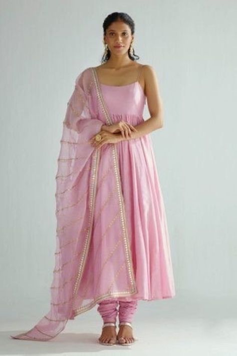 Anarkali Dress Simple, Satin Anarkali, Sleeveless Anarkali, Anarkali Suits Designer, Pink Anarkali, Anarkali Lehenga, Anarkali Dress Pattern, Lehenga Online, Traditional Indian Outfits