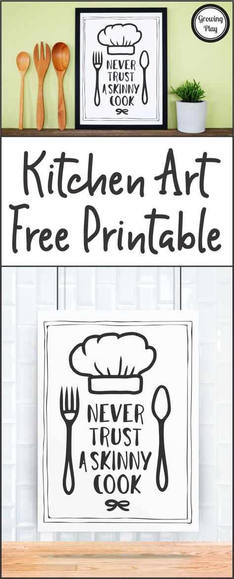 Fun Kitchen Art Freebie - Never Trust a Skinny Cook Kitchen Decor Printables, Free Kitchen Printables, Kitchen Sign Diy, Kitchen Posters Printable, Printable Kitchen Signs, Kitchen Art Diy, Kitchen Printables Free, Kitchen Wall Art Diy, Pictures For Kitchen Walls