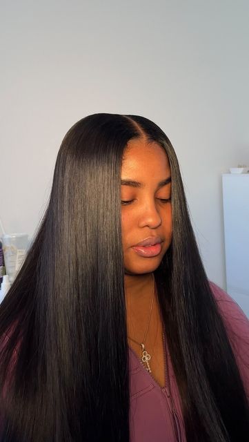 Bone Straight Hair Black Women Middle Part, Middle Part Bone Straight, Bone Straight Middle Part Quick Weave, Middle Part Bone Straight Wig, Long Middle Part, 40 Inch Middle Part Buss Down, Middle Part Pronto, 30 Inch Bussdown Middle Part Straight, Middle Part Sewin With Leave Out