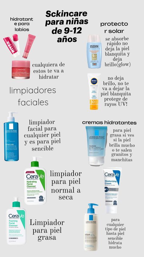 sckincare para niñas de 9-12 años💗 Skin Care Rutina, Kids Skin Care, Glow Up, Roche Posay, Girl Tips, Korean Makeup, Body Skin Care, Glow Up?, Aesthetic Girl