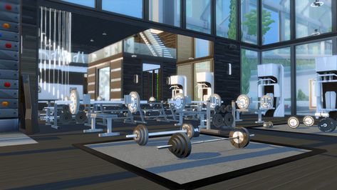 SOLSTICE - SANMO Gym | 1k Thank You Gift ★ | santalbearsims Sims 4 Gym Lot, Sims Gym, Sims 4 Gym Cc, Sims 4 Gym, Equinox Gym, San Myshuno, Sims Houses, Virtual Hug, Sims Ideas