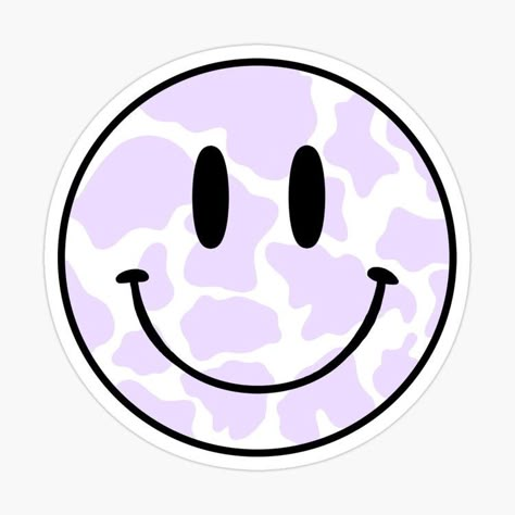 90s Pretty, Purple Cow Print, Animal Emoji, Smiley Face Sticker, Indie Kidcore, Smiley Smile, Stickers Face, Cow Print Wallpaper, Shop Sticker