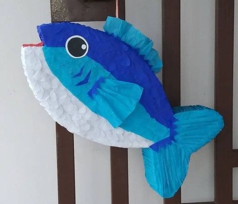 Diy Fish Pinata, Fish Pinata, Birthday Camping, Valentines Box, Diy Pinata, Barn Interior, Valentine Box, Pool Party, 2nd Birthday