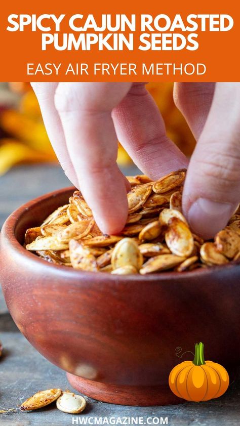 Cajun Pumpkin Seeds, Air Fryer Pumpkin Seeds, Cinnamon Sugar Pumpkin Seeds, Easy Pumpkin Seeds, Pumpkin Seed Recipes Roasted, Air Fryer Pumpkin, Spicy Pumpkin Seeds, Pumpkin Seeds Recipe, Ranch Powder