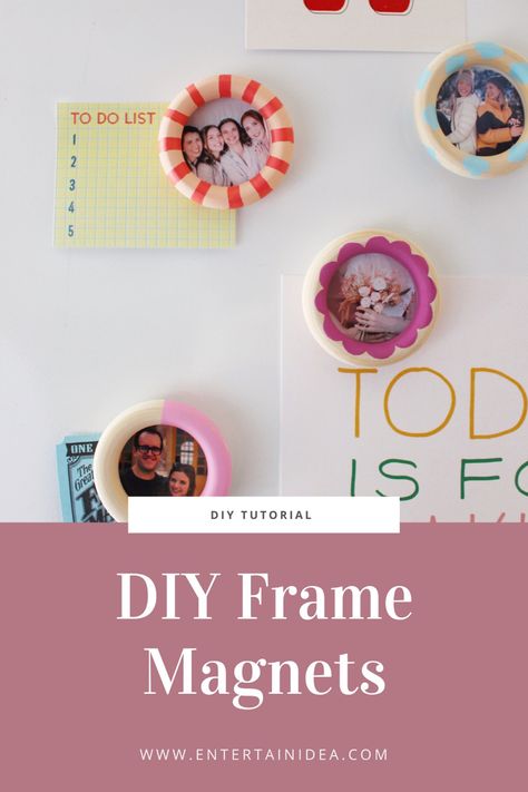 Diy Picture Magnets Fridge, Magnet Picture Frames Diy, Magnet Crafts Diy, Homemade Magnets Easy Diy, Diy Mini Picture Frame, Diy Photo Magnets, Diy Christmas Magnets, Christmas Magnets Diy, Fridge Magnets Diy Homemade