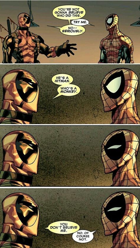 Spider Man And Deadpool, Hit Monkey, Superheroes And Villains, Deadpool Funny, Superhero Memes, Deadpool And Spiderman, Funny Marvel Memes, Dc Memes, Avengers Memes