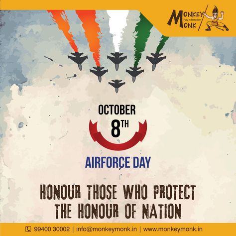 We Salute Our Real Heroes, Happy 86th Indian Air Force Day - Touch the Sky with Glory  #India #National #Nation #airforce #IndianAirforce #AirForceDay #Indian #Heroes #Salute #Brave #Warrior #Sky #Glory #Celebration #Proud #Monkeymonk #Adventure #Corporate #games #team #outing #Teamouting #CorporateOuting #Corporateteam Happy Airforce Day Indian, Airforce Wallpapers, Force Quotes, Indian Heroes, Air Force Quotes, Indian Air Force Day, Indian Airforce, Team Outing, Air Force Day