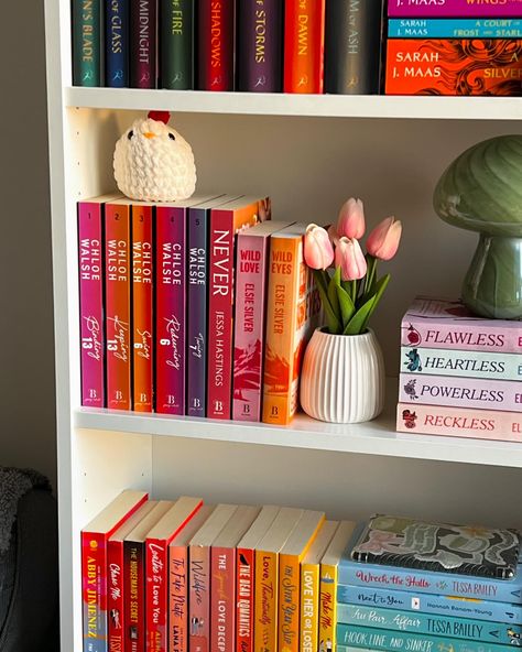 Home Book Shelf Ideas, Books On Dresser, Bookshelf In Room, Book Library Aesthetic, Library Bedroom Ideas, Small Bookshelf Ideas, Tbr Bookshelf, Bookshelf Tour, Bookshelf Aesthetic