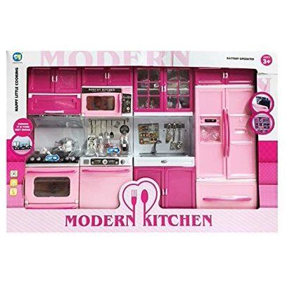 Barbie Kitchen Set, Mixing Modern And Antique Furniture, New Modern Kitchen, Modern Kitchen Set, Doll Kitchen, Kitchen Playset, Minnie Mouse Toys, Battery Operated Toys, Barbie Doll Set