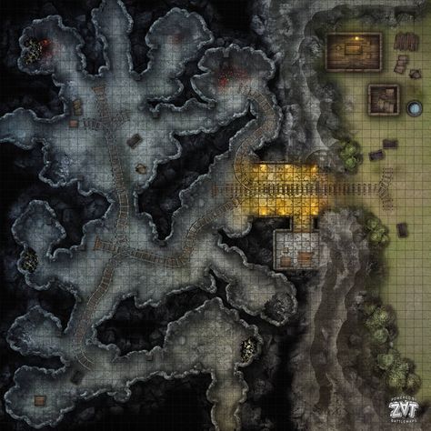 Mine Map, Roll20 Maps, Fantasy Dungeon, Pathfinder Maps, Dnd World Map, Battle Map, Tabletop Rpg Maps, Fantasy Maps, Adventure Map