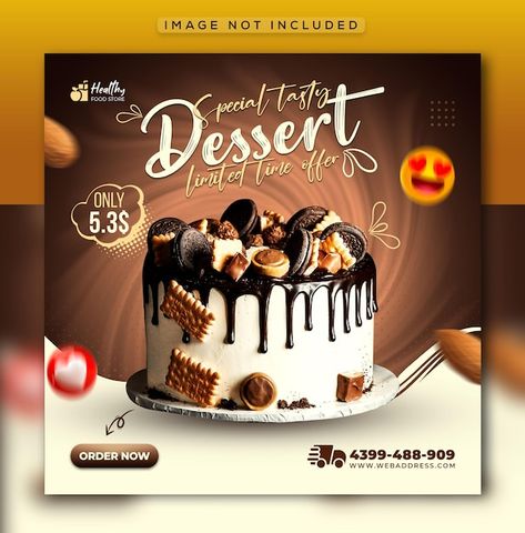 Special delicious dessert social media i... | Premium Psd #Freepik #psd #banner Dessert Ads Design, Crossfit Wallpaper, Healthy Food Store, Dessert Design, Food Mockup, Creative Advertising Design, Social Post, Social Media Poster, Graphic Design Packaging