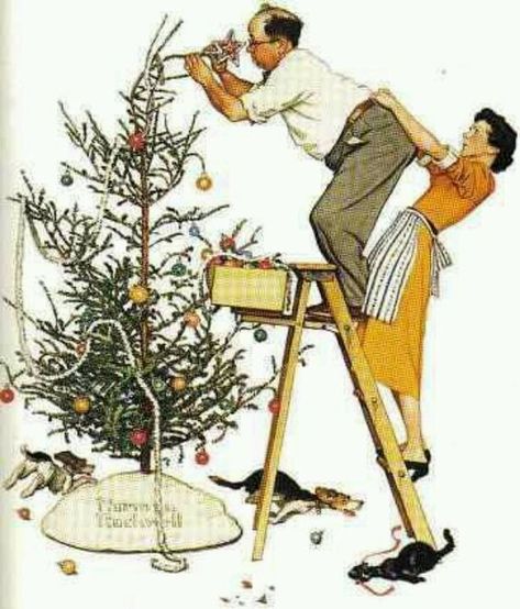 Trimming the Tree - Norman Rockwell