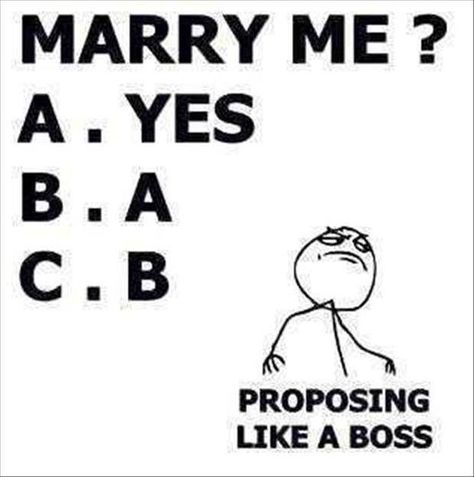 Marry me? Proposing like a boss Love You Meme, Marriage Humor, Memes Humor, Love Memes, Marriage Proposals, Funny Love, Like A Boss, Funny Me, Bones Funny