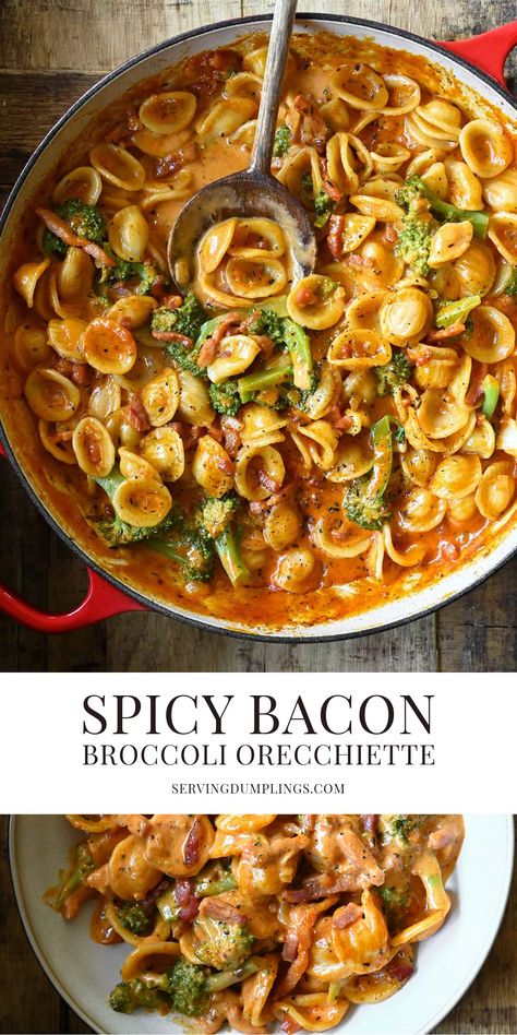 Bacon And Broccoli Pasta, Broccoli Orecchiette, Dinner With Bacon, Orecchiette Pasta Recipes, Cooking Companions, Grain Sides, Bacon Pasta Recipes, Bacon Recipes For Dinner, Sunday Dinner Ideas