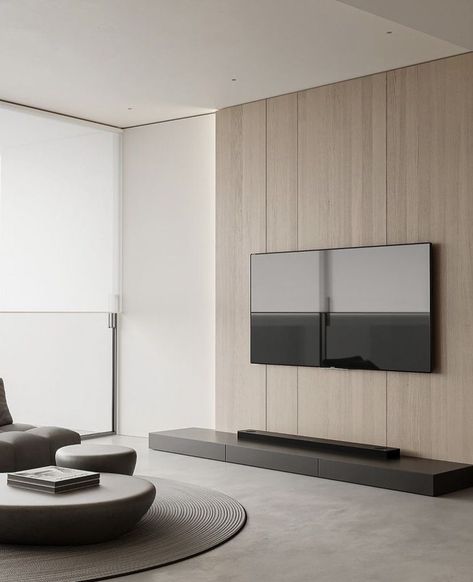 Tv Feature Wall, Penthouse Living, Minimalist Living Room Design, 2023 Design, Minimalist Home Interior, Tv Wall Design, 아파트 인테리어, Living Room Design Decor, Home Design Living Room