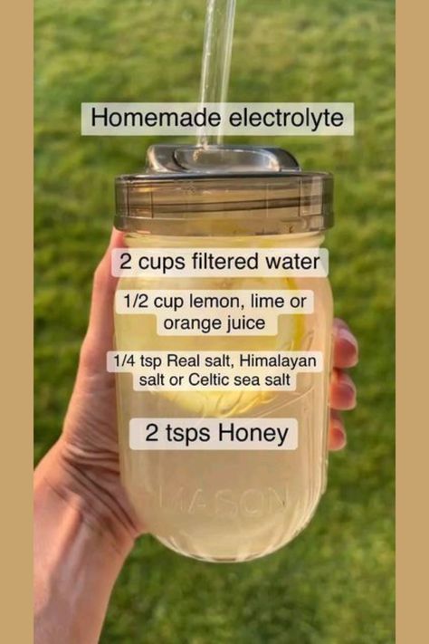 💧 Stay refreshed with this homemade electrolyte drink! 🥤 Perfect for hydration and energy after workouts or on hot days. Made with simple ingredients for a natural boost! #ElectrolyteDrink #DIYHydration #HealthyLiving #NaturalElectrolytes #HydrateNaturally #FitnessFuel #WorkoutRecovery #StayHydrated #HealthyRecipes #CleanEating Fun Drink Ideas, Homemade Energy Drink, Electrolyte Drink Recipe, Homemade Electrolyte Drink, Keto Electrolytes, Electrolyte Water, Natural Electrolytes, Celtic Sea Salt, Healthy Cocktails