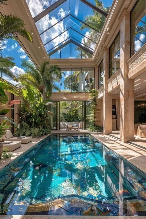 Celebrity Home, Indoor Swimming Pool Design, Indoor Pools, Indoor Swimming Pool, Dream Life House, Dream Pools, Bathroom Decor Ideas, Indoor Swimming, Dream House Rooms