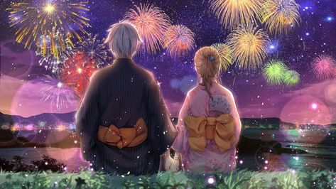 Gojo X Reader, Anime Wall Prints !!, Fireworks Festival, Japanese Festival, Anime Toon, Cartoons Love, Anime Couple, Unique Wallpaper, Couple Wallpaper