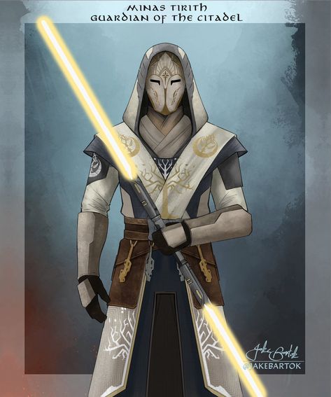 Lotr Star Wars, Jedi Temple Guard Art, Star Wars Temple Guard, Jedi Sentinel Art, Star Wars Jedi Oc, Star Wars Oc Art, Mandalorian Oc, Jake Bartok, Jedi Temple Guard