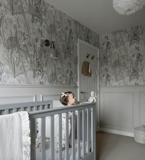 Baby Girl Nursery Ideas, Girl Nursery Ideas, Changing Basket, Cozy Baby Room, Grey Rabbit, Pink Crib, Unisex Nursery, Nursery Room Design, Baby Room Inspiration