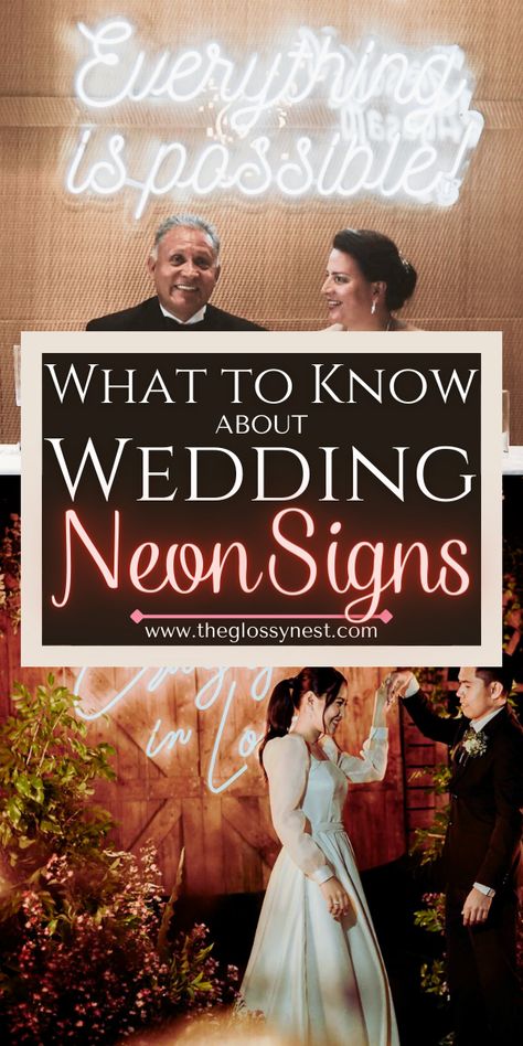 what to know about wedding neon signs, crazy in love, everything is possible, sweetheart table, barn door Neon Sign Ideas, Fireplace Photo, Pallet Backdrop, Cake Bar, Table Fireplace, Bar Dance, After The Wedding, Light Up Signs, Wedding Neon Sign