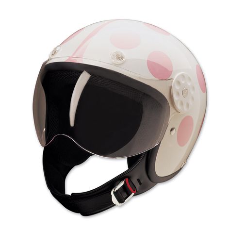 HCI-15 Lady Bug White and Pink Open Face Helmet | 130-0169 Pink Dirt Bike, Motorcycle Humor, Custom Motorcycle Helmet, White Helmet, Motorcycle Fashion, Dirt Bike Gear, Womens Motorcycle Helmets, Cool Motorcycle Helmets, Scooter Helmet