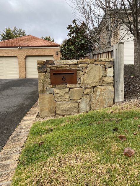 Stone Mailbox Ideas, Brick And Stone Mailboxes, Stone Mailbox With Light, Rustic Letterbox, Stone Mailbox With Package Storage, Stone Mailbox, Parcel Box, Mailbox Design, Concrete Stone