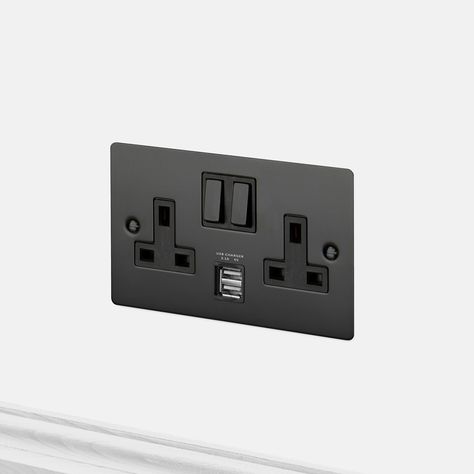 Light Switches And Sockets, Plug Sockets, Buster Punch, Toggle Switch, Plug Socket, Usb Drive, Black And Brass, Unique Lighting, Solid Metal