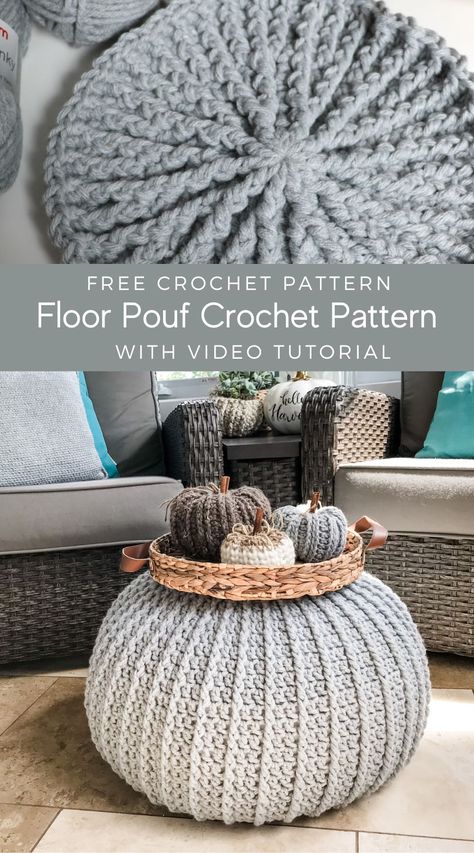 Crochet Floor Pouf, Crochet Floor Cushion, Crochet Pouf Pattern, Diy Pouf, Crochet Pouf, Double Crochet Decrease, Knitted Pouf, Diy Ottoman, Front Post Double Crochet