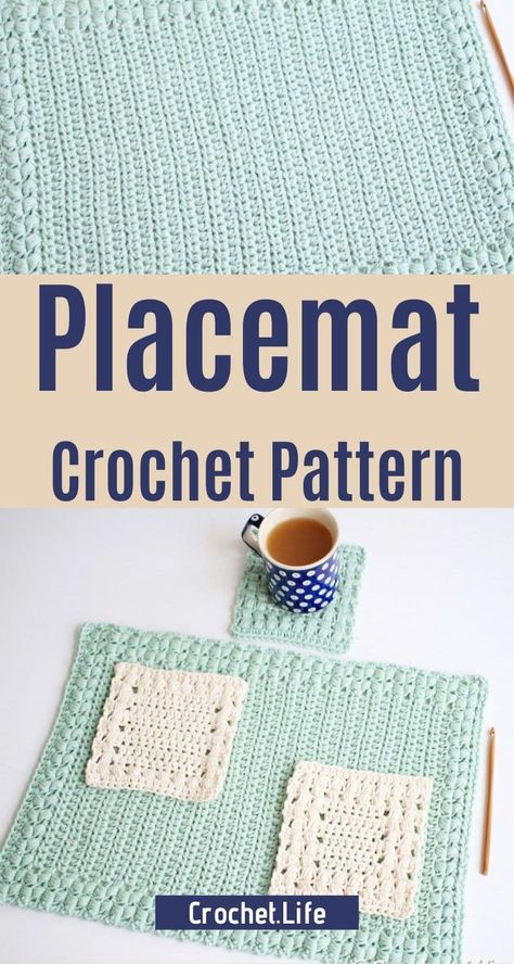 Crocheted Placemats, Crochet Thanksgiving, Table Crochet, Placemat Patterns, Crochet Project Free, Crochet Placemat, Kitchen Crochet, Loom Crochet, Crochet Pouf