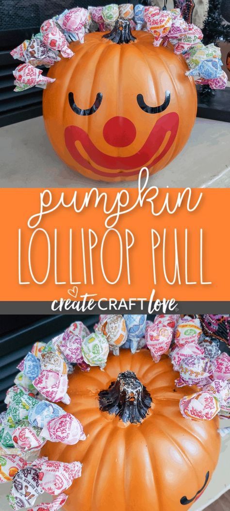 Whether you are in charge of the Halloween carnival or just want something fun for the trick or treaters, this Pumpkin Lollipop Pull is so easy to make! #halloween #halloweencraft Pumpkin Lollipop, Halloween Carnival Games, No Carve Pumpkin, Pumpkin Idea, Fall Festival Games, Pumpkin Games, Fall Carnival, Carnival Decorations, Carnival Food