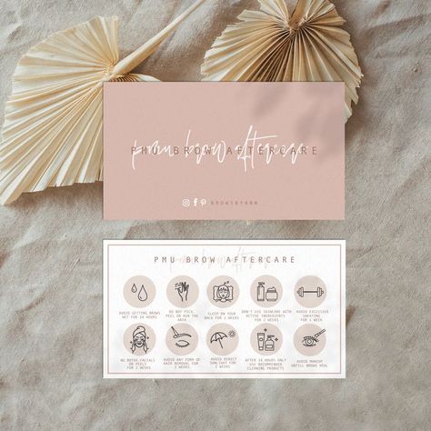 Brow Aftercare, Brow Business, Pmu Brows, Aftercare Cards, Printable Thank You Notes, Thank You Note Template, Makeup Business Cards, Loyalty Card Template, Brow Care