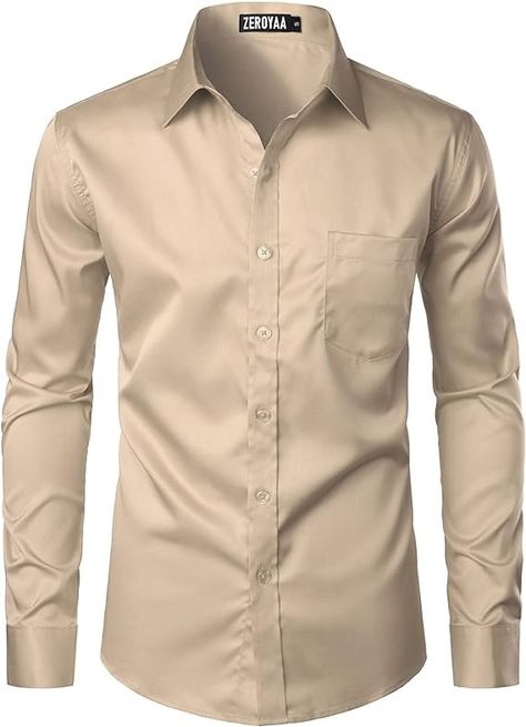 Amazon.com: ZEROYAA Men's Urban Stylish Casual Business Slim Fit Long Sleeve Button Up Dress Shirt with Pocket ZLCL29-Beige X-Large : Clothing, Shoes & Jewelry Urban Style Design, Long Sleeve Button Up Dress, Mandarin Collar Shirt, Shirt With Pocket, Beige Shirt, Rugged Men, Winter Knit Hats, Slim Fit Dress Shirts, Loose Fitting Tops