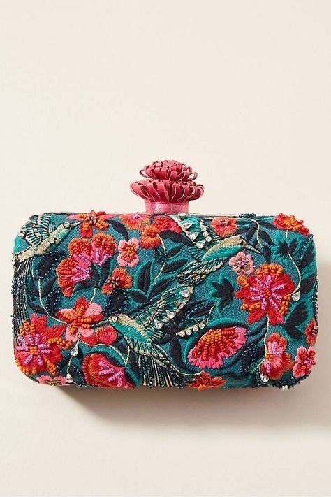 Embroidered Clutch Bag, Accessories 2020, Embroidered Handbag, Floral Clutches, Embroidered Clutch, Potli Bags, Embroidery Bags, Bridal Clutch, Closet Inspiration