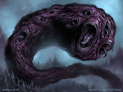 I'm guessing it's some sort of Black Goat of the Woods with a Thousand Young... Lovecraft Monsters, Lovecraft Art, Lovecraft Cthulhu, Creature Fantasy, Lovecraftian Horror, Eldritch Horror, Cthulhu Mythos, Horror Monsters, Creepy Pictures