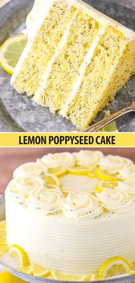 Lemon Poppyseed Layer Cake, Lemon Poppyseed Chiffon Cake, Lemon Poppyseed Cake With Lemon Curd, Lemon Poppy Cake, Lemon And Poppy Seed Cake, Super Moist Lemon Cake, Lemon Poppyseed Cake Recipe, Easy Lemon Cake Recipe, Lemon Birthday Cakes