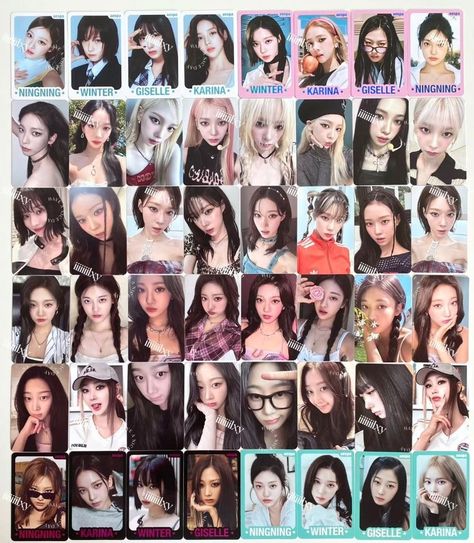 Aespa Photocards, Trading Card Template, Photocard Collection, Kpop Photocard, Photo Card Template, Card Templates Free, Digital Art Anime, World Trade, A B C