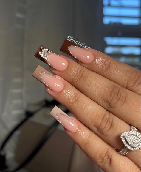 Nail Inspo Fall Square, Simple Fall Sets Nails, Birthday Nails Fall Colors, Fall Set Acrylic Nails, Short Taper Square Nails, Bling Fall Acrylic Nails, French Tip Nail Ideas Fall, Short Coffin Fall Nails Designs, Fall Coffin Shape Nails