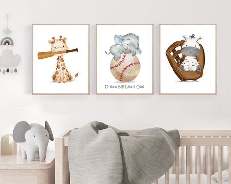 Baseball nursery decor - Baby boy sports nursery - Animal sports - Baseball print set - Nursery sports decor - Baseball posters - DIGITAL Baby Boy Sports Nursery, Boy Sports Nursery, Baseball Nursery Theme, Baseball Nursery Decor, Bee Nursery Decor, Safari Nursery Boy, Nursery Ideas Boy, Sports Nursery Theme, Baseball Nursery