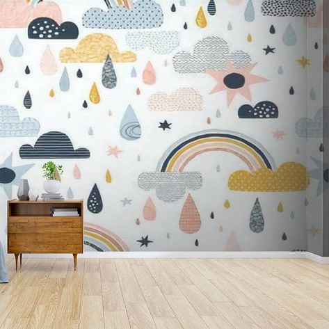 PRICES MAY VARY. 【SIZE】This wall mural is cut into 4 pieces, each in 69"x24.5", total size is 69"x98". The purpose of the cut is to convenient your installation. (No matter which size you order, you can get a whole pattern proportional to the size! ) 【MATERIAL】Different from other PVC materials，all our wall murals are made of high premium canvas. High-quality canvas and high-definition printing, bubble Free. Our wallpapers are safe, breathable, environmental friendly, waterproof, and long-lastin Wallpaper Canvas, Paint Inspo, Wallpaper Seamless, Kids Inspo, Babies Room, Church Nursery, Sticker Poster, Rainbow Nursery, Mural Wall