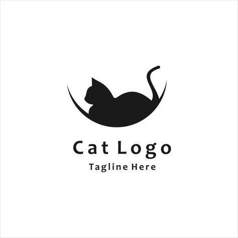 Cat Logo Design Ideas, Logo Chat, Art Deco Logo, Logo Cat, Cat Logo Design, Planet Logo, Vector Icons Illustration, Cat Vector, Spa Design