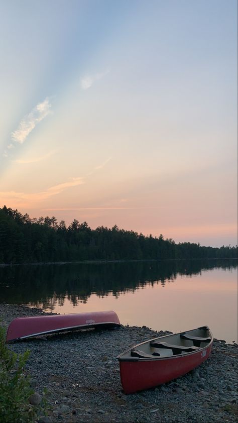 Sunset canoe trip portaging nature hiking outdoor physical activity nature granola lake ocean river mountains sunrise paddle boat swimming beach Camping Astethic, Mountain Lover, Canoe Trip, Computer Vision, Canoeing, Summer Feeling, Summer Dream, 2024 Vision, Lake Life