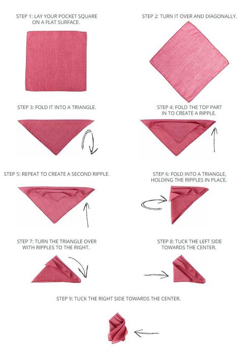 How to Fold a Pocket Square and Great Styling Tips - Oliver Wicks Folding A Handkerchief, Suit Napkin Fold Pocket Squares, How To Fold Hankerchief For Suit, How To Do A Pocket Square, How To Fold Hankerchief Pocket Squares, How To Fold A Napkin Pocket, How To Sew A Pocket Square, Men’s Pocket Squares, How To Fold Pocket Square Suits